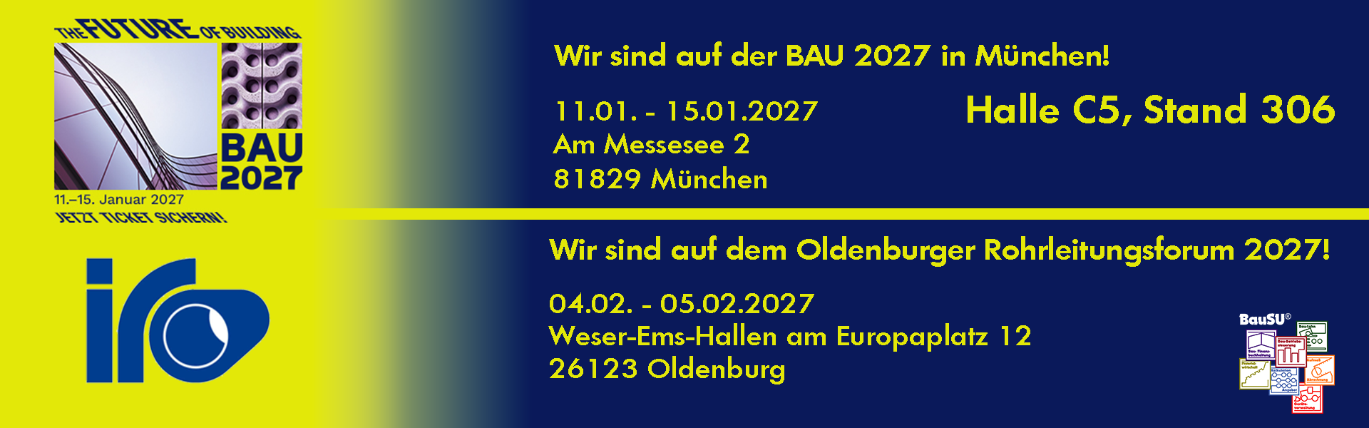 Bau und OldenburgerRohrleitungsforum - wir sind dabei!